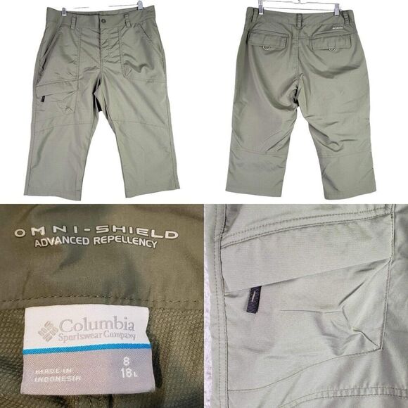 Columbia Pants Cargo Capri Women’s Size 8 Omni Shield W Kestrel Trail Stretch - Picture 1 of 11